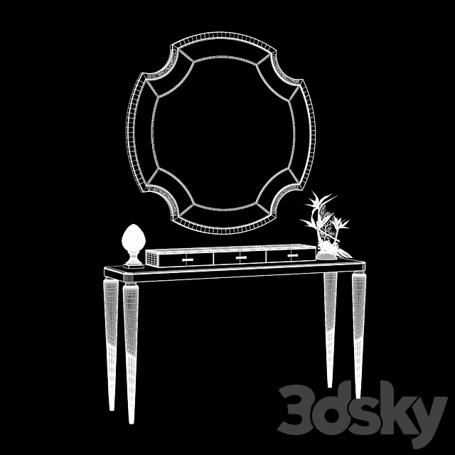 Longhi Odette Console with Graydon Mirror 3ds Max - thumbnail 3