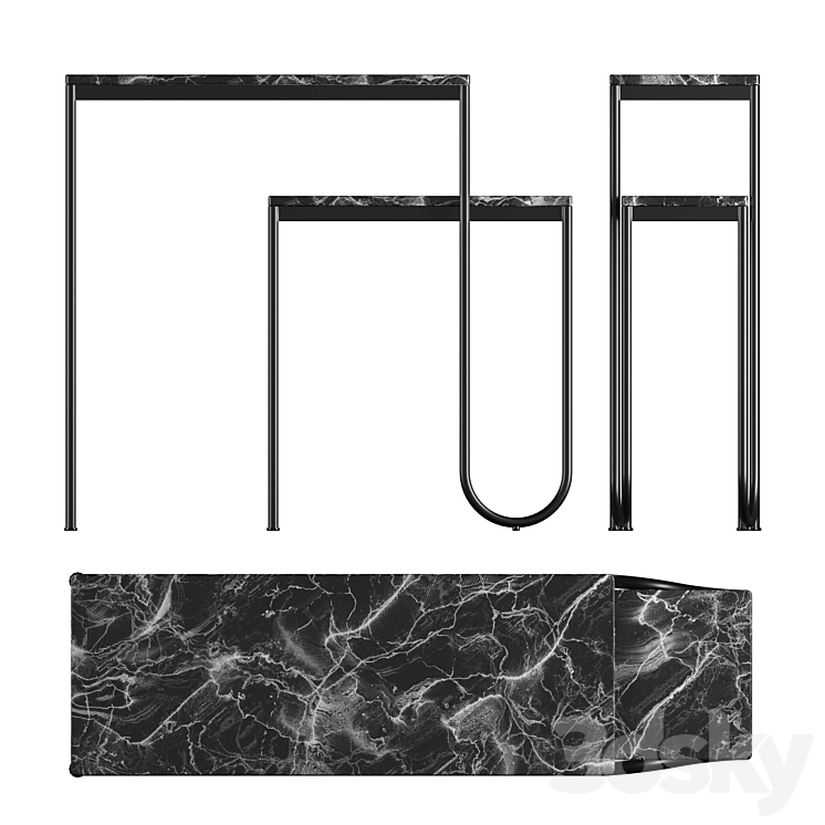 Marble Console Table 3DS Max - thumbnail 2