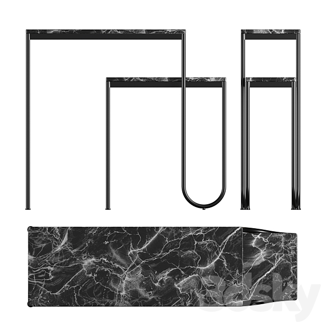 Marble Console Table 3DSMax File - thumbnail 2