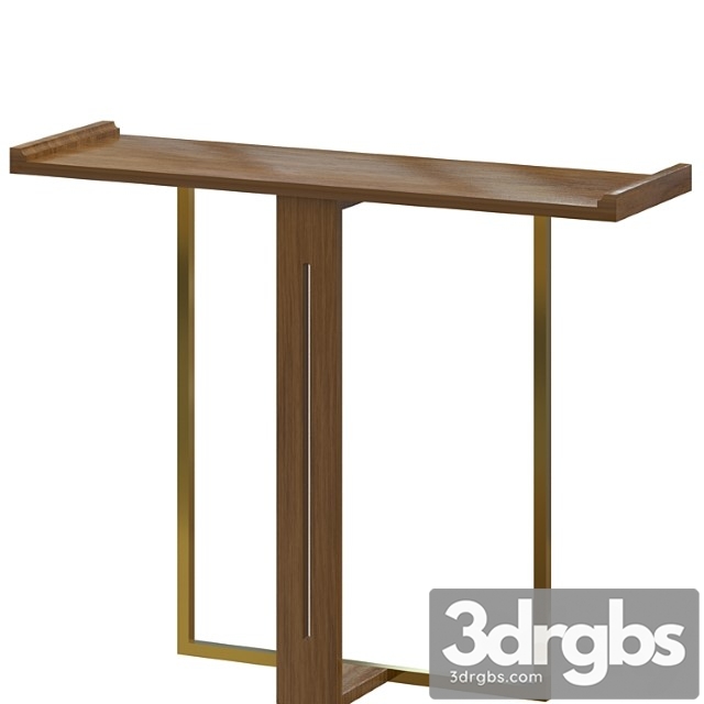 Narrow console table for entryway foyer black solid wood & gold metal in small 2 3dsmax Download - thumbnail 1