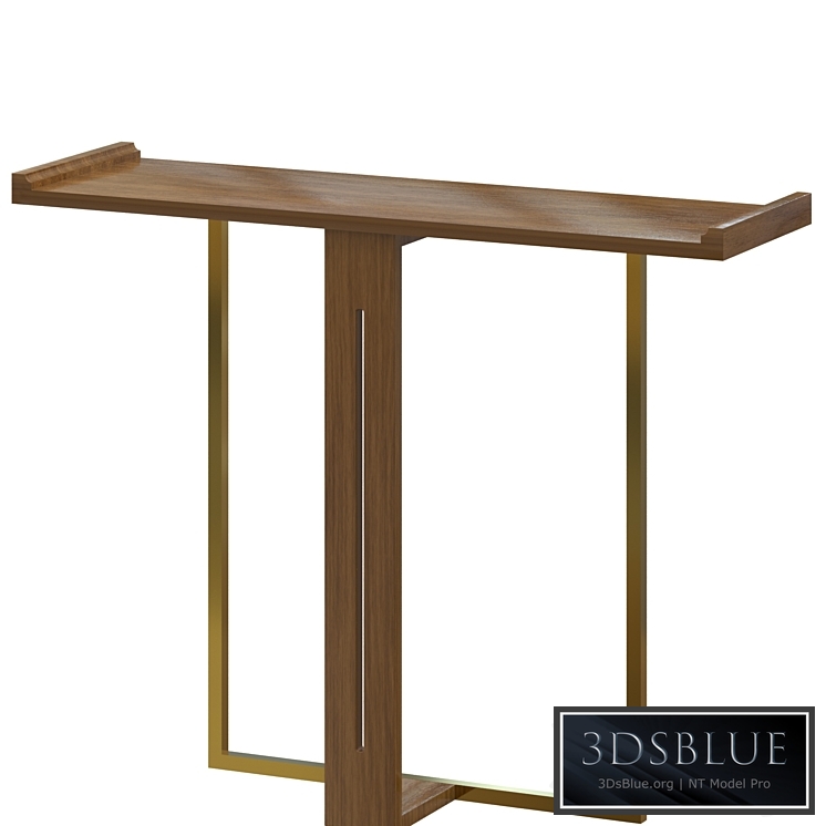 Narrow Console Table for Entryway Foyer Black Solid Wood & Gold Metal in Small 3DS Max - thumbnail 3