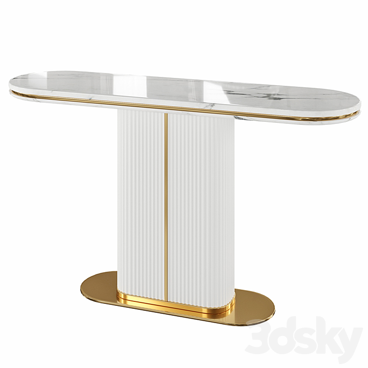 Narrow Console Table with Marble Top MDF Base 3DS Max - thumbnail 1