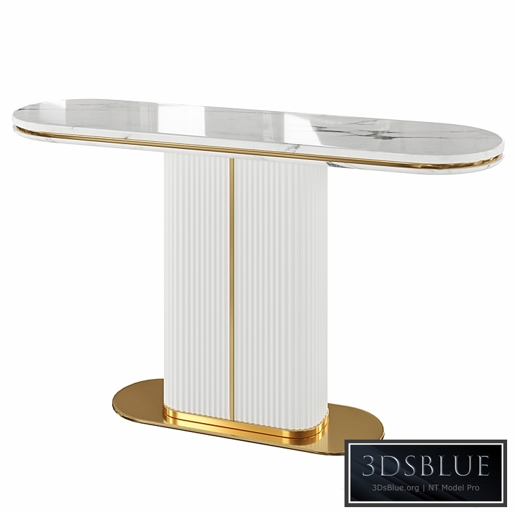 Narrow Console Table with Marble Top MDF Base 3DS Max - thumbnail 3