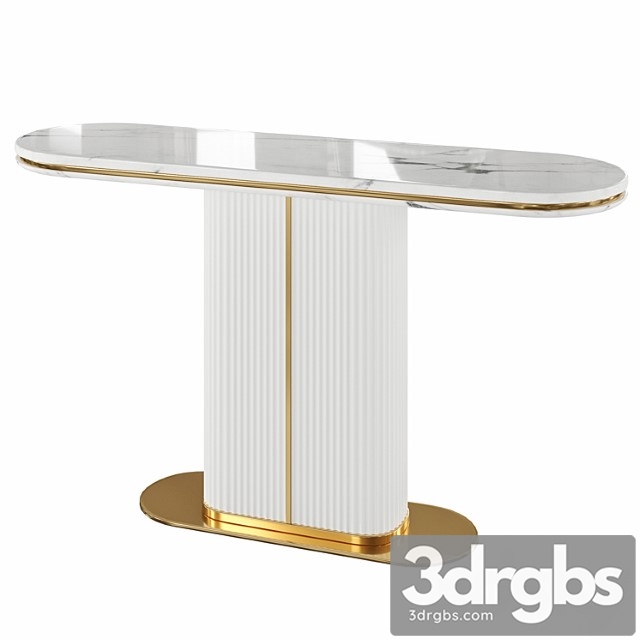 Narrow console table with marble top mdf base - thumbnail 1