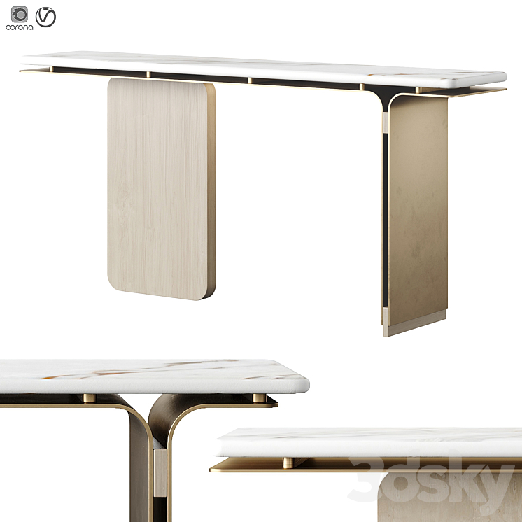 Olivya Stone Denos Console Table 3DS Max - thumbnail 1