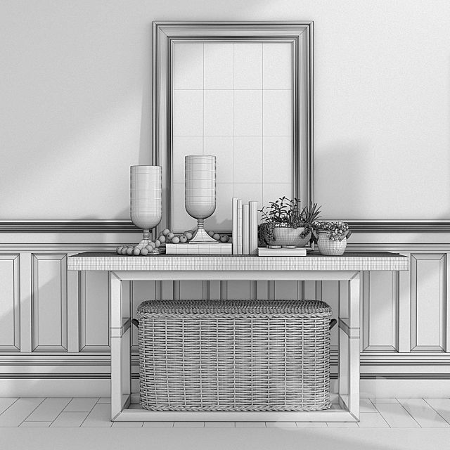 Pottery barn GRIFFIN RECLAIMED WOOD CONSOLE TABLE 3DSMax File - thumbnail 3