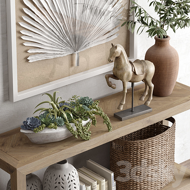 Pottery barn HADLEY HERRINGBONE RECLAIMED WOOD CONSOLE TABLE 3DSMax File - thumbnail 2