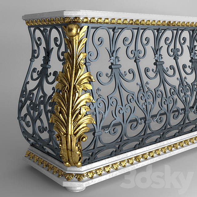 Pulaski Wrought Iron Classic Console Table 3DS Max Model - thumbnail 2