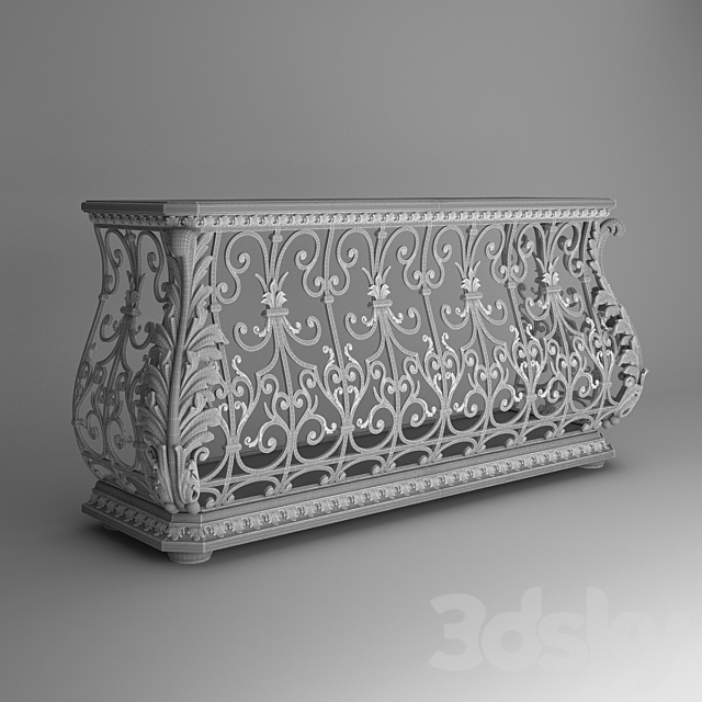 Pulaski Wrought Iron Classic Console Table 3DS Max Model - thumbnail 3