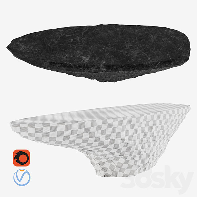 Raw Stone Rock Table 3DSMax File - thumbnail 2