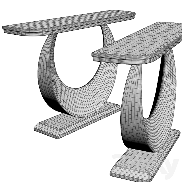 Rectangular Console Table 3DS Max Model - thumbnail 4