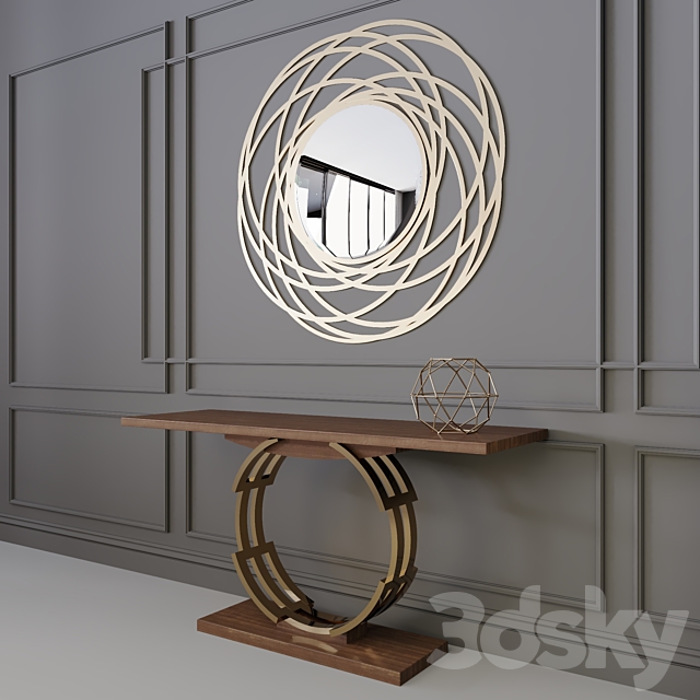 Rounded Console & Mirror set 3DS Max Model - thumbnail 2