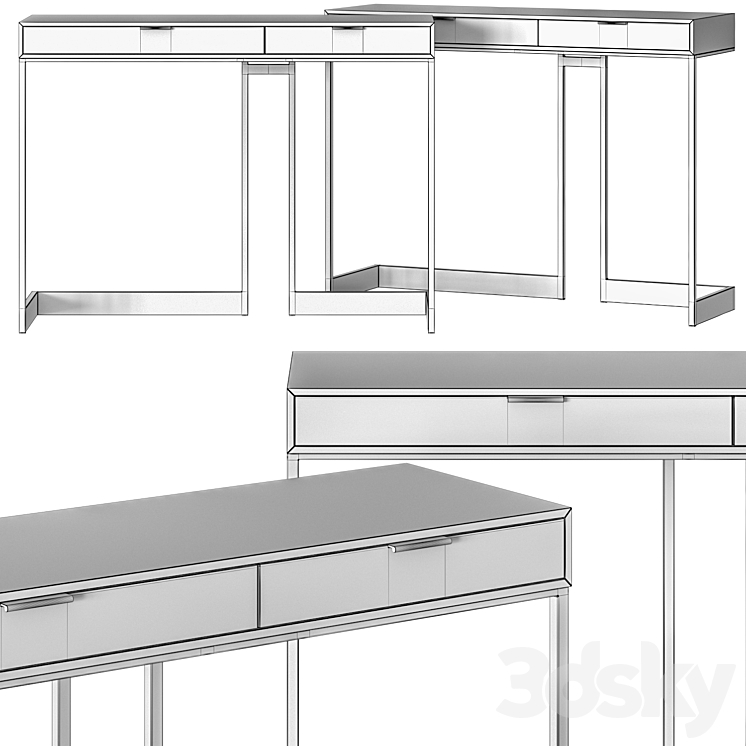 Skram Wishbone Drawer High Console Table 3DS Max - thumbnail 2