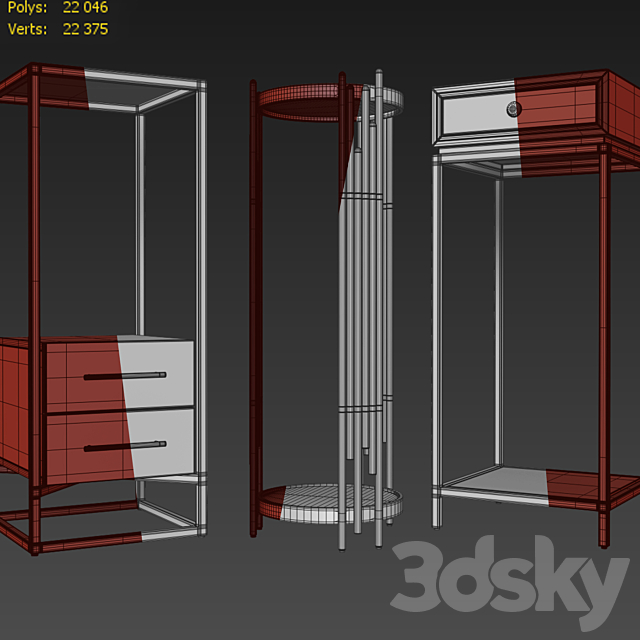 Small console Art Deco 02. Console table by LaLume 3DS Max Model - thumbnail 3