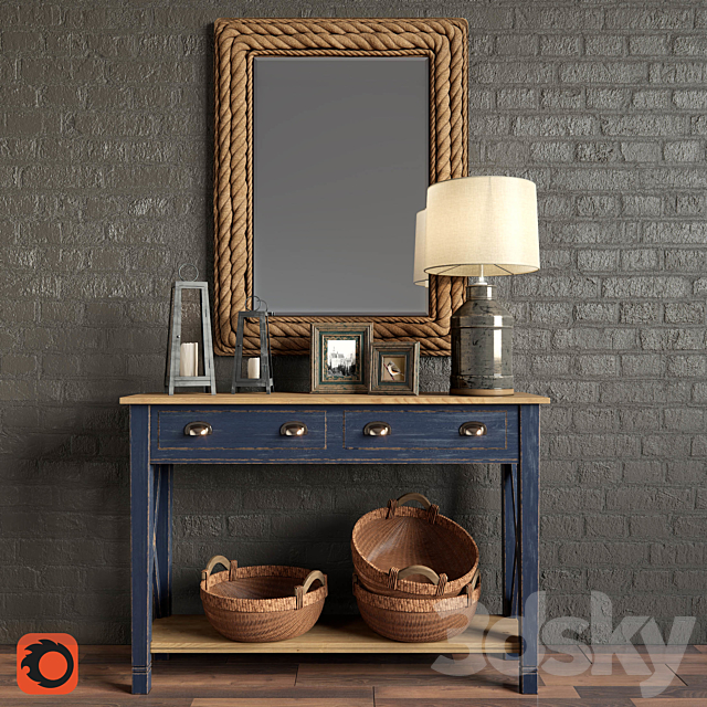 Summerville Wall Mirror. Milk Jug Accent Table Lamp. Console Marc Aurele – Lavande. Decoration 3DSMax File - thumbnail 1