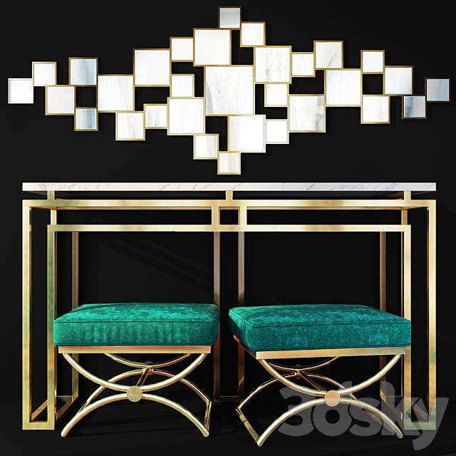 Art Deco dressing table _ console. Console table by Lux Design 3DS Max Model - thumbnail 2