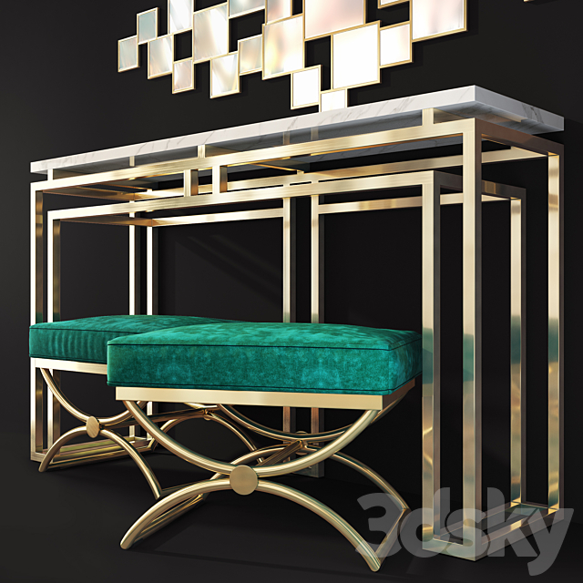 Art Deco dressing table _ console. Console table by Lux Design 3DS Max Model - thumbnail 3