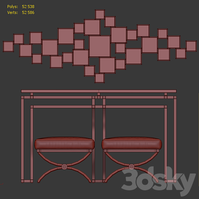 Art Deco dressing table _ console. Console table by Lux Design 3DS Max Model - thumbnail 4