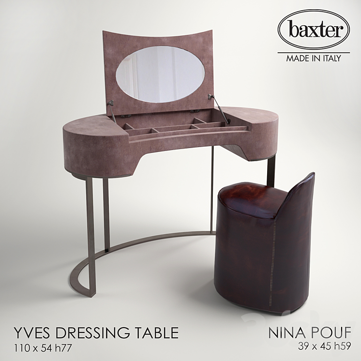 BAXTER YVES DRESSING TABLE NINA POUF 3DS Max - thumbnail 1