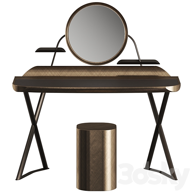 Cattelan Italia Cocoon Trousse Leather Desk and Pancho Stool 3DS Max Model - thumbnail 2