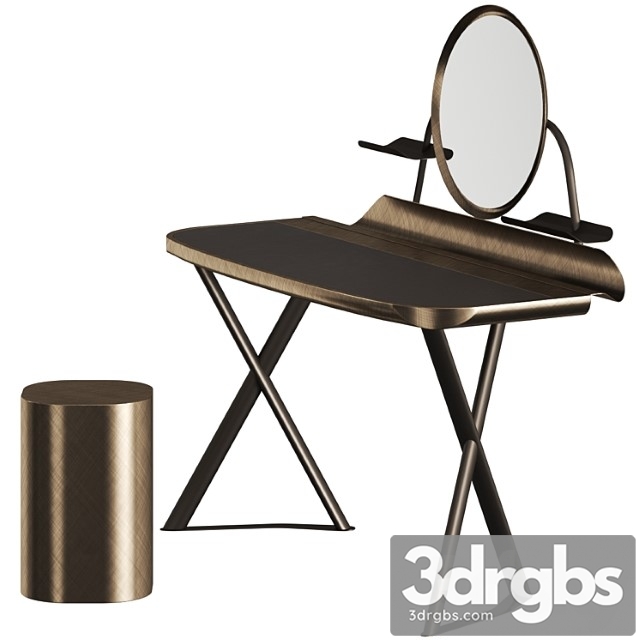 Cattelan italia cocoon trousse leather desk and pancho stool - thumbnail 1