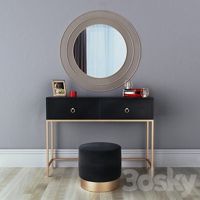 CAZARINA interiors | Dressing table with mirror and ottoman 3ds Max - thumbnail 1