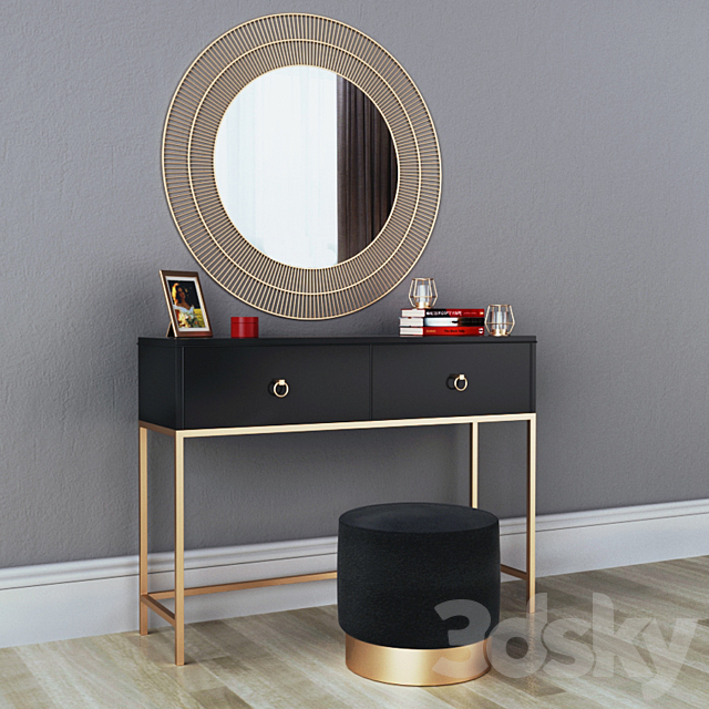 CAZARINA interiors | Dressing table with mirror and ottoman 3ds Max - thumbnail 2