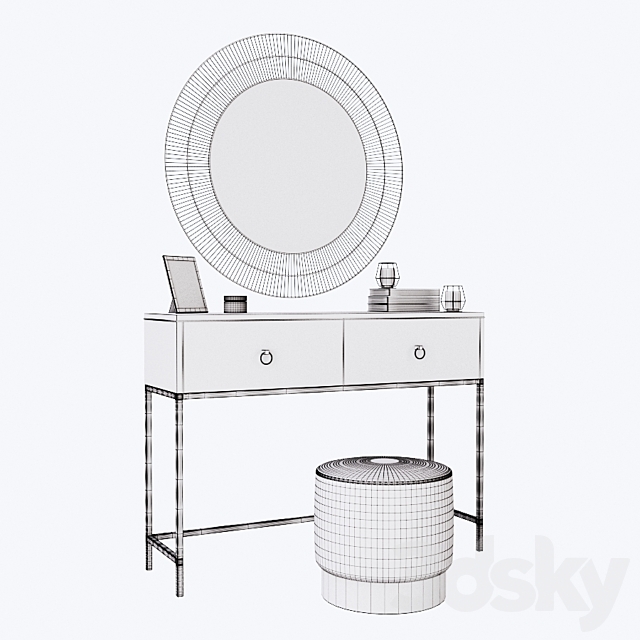 CAZARINA interiors | Dressing table with mirror and ottoman 3ds Max - thumbnail 3