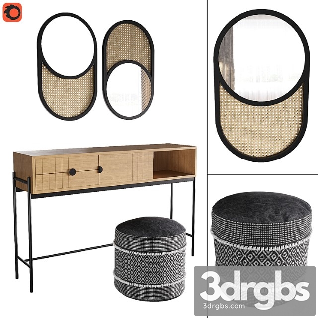 Clara console, curico pouf, waska mirror - thumbnail 1