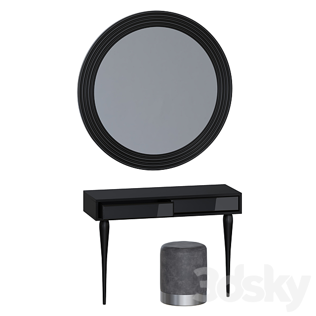 Cloud dressing table Cloud mirror and Kami pouf 3ds Max - thumbnail 1