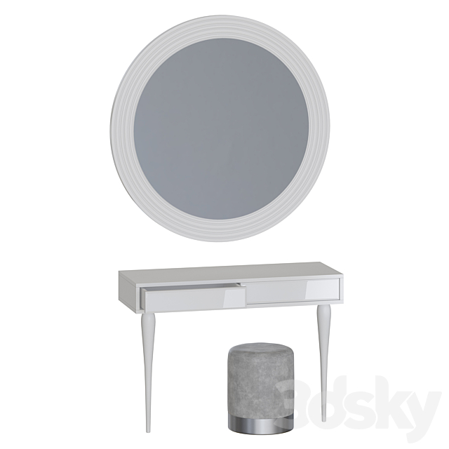 Cloud dressing table Cloud mirror and Kami pouf 3ds Max - thumbnail 2