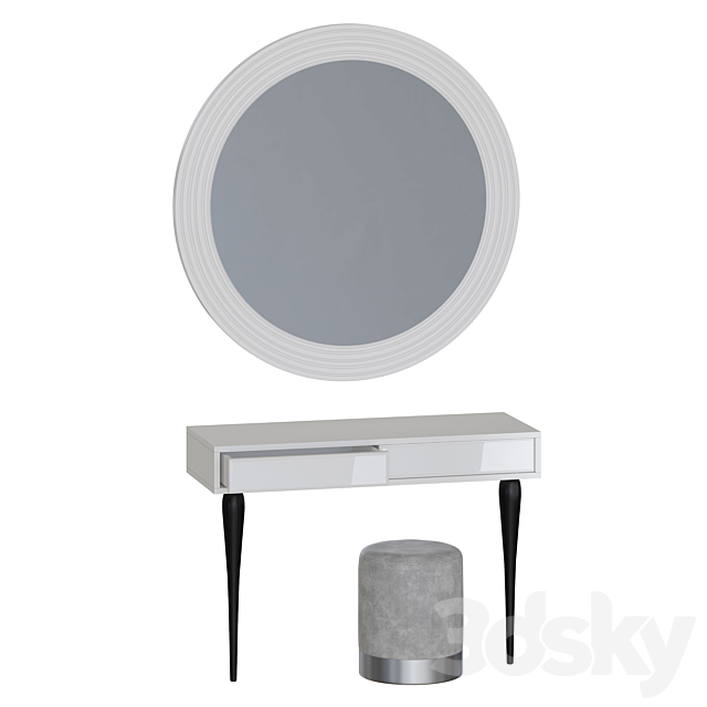 Cloud dressing table Cloud mirror and Kami pouf 3ds Max - thumbnail 3