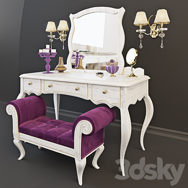 Cosmetic table with decor 3ds Max - thumbnail 2