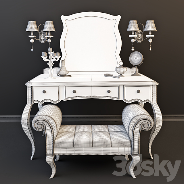 Cosmetic table with decor 3ds Max - thumbnail 3