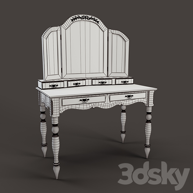 COUNTRY CORNER Romance table with mirror 3ds Max - thumbnail 3