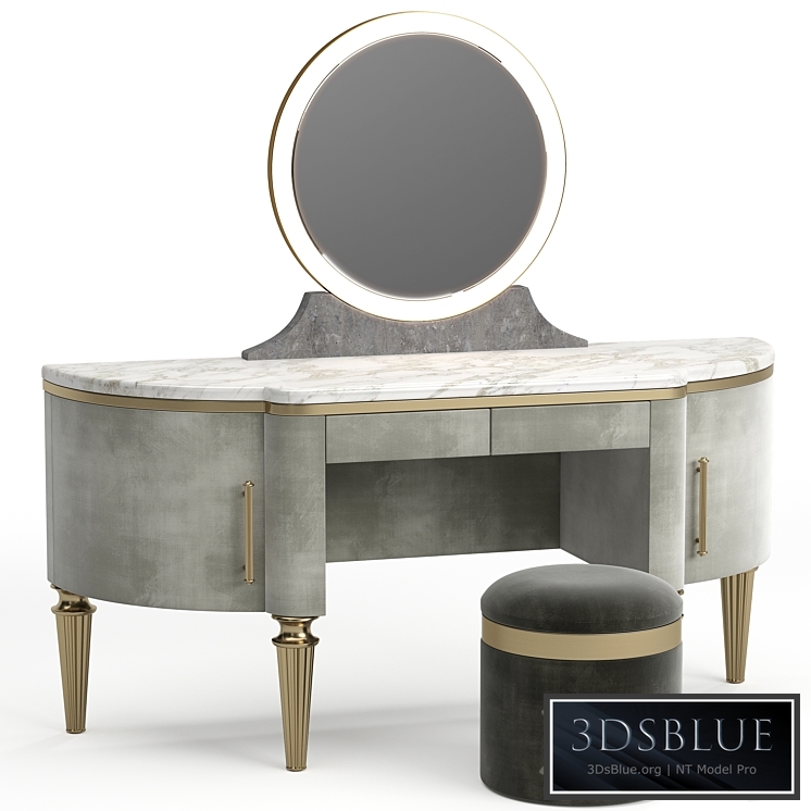 DAME By Longhi dressing table design by Giuseppe Iasparra with Pouf Loft concept Golden Belt 3DS Max - thumbnail 3