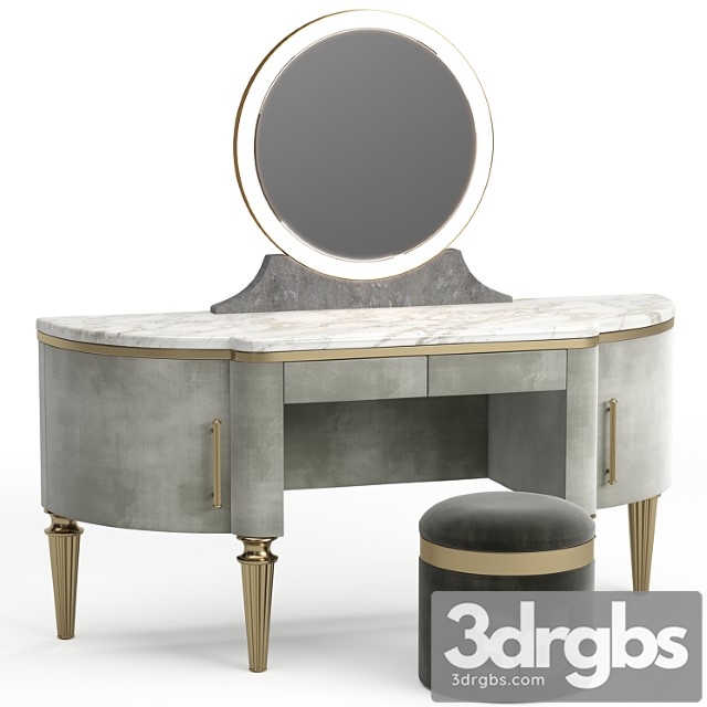 Dame by longhi dressing table, design by giuseppe iasparra with pouf loft concept golden belt - thumbnail 1