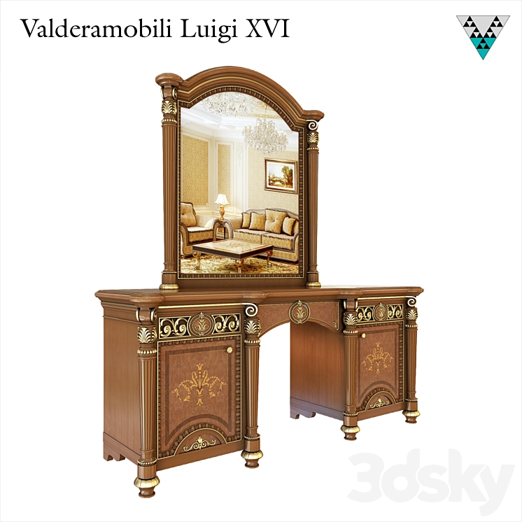 Dressing table and mirror Valderamobili Luigi XVI 3DS Max - thumbnail 2