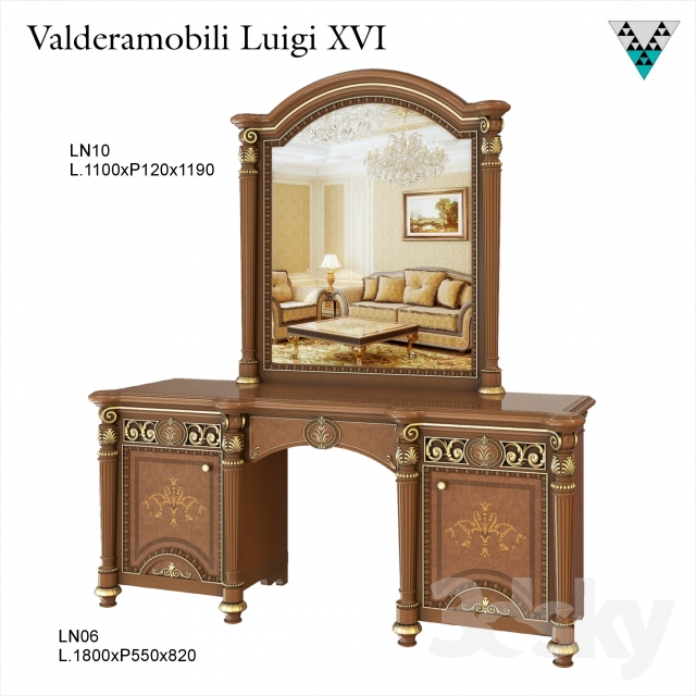 Dressing table and mirror Valderamobili Luigi XVI 3DS Max - thumbnail 3