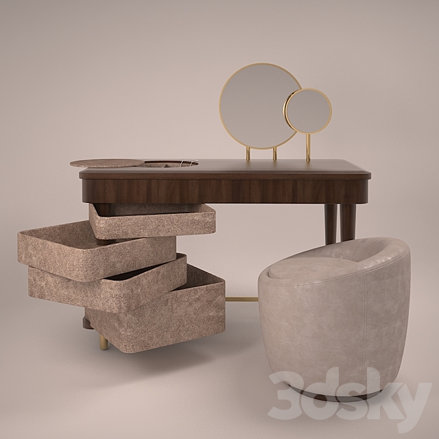 Dressing table and poof SMANIA Loren 3ds Max - thumbnail 2