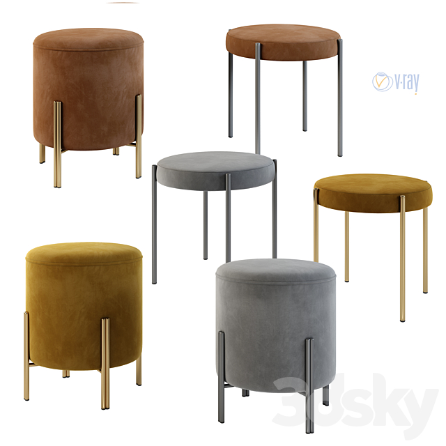 Dressing Table Bontempi. Vanity. Puffoso Pouf. Verpan Stool Series 430 3DSMax File - thumbnail 4