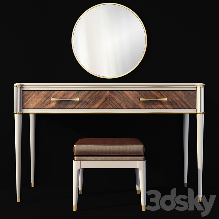 Dressing table \/ console with mirror Venice. Dressing table vanity by Classico Italiano 3DS Max - thumbnail 2