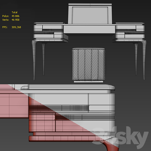 Dressing table Dilan. Dressing table by AR Arredamenti 3DS Max Model - thumbnail 3