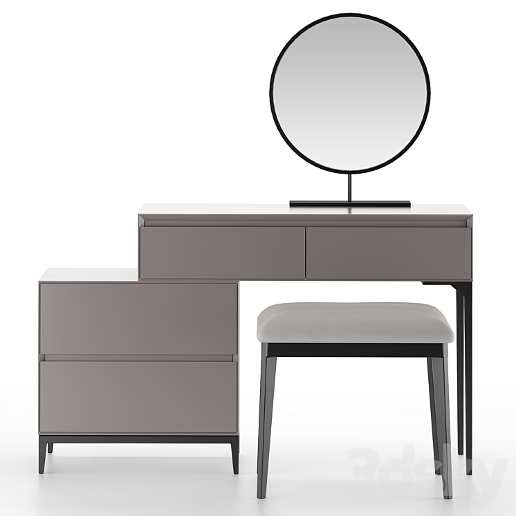 Dressing table HOMARY Gray Makeup Vanity Set 3DS Max Model - thumbnail 1