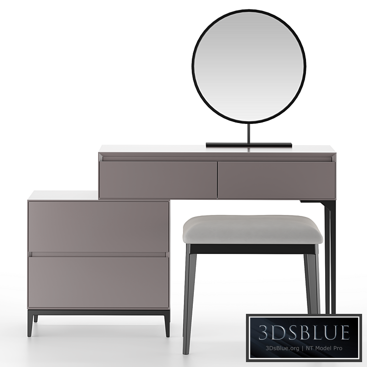 Dressing table HOMARY Gray Makeup Vanity Set 3DS Max - thumbnail 3