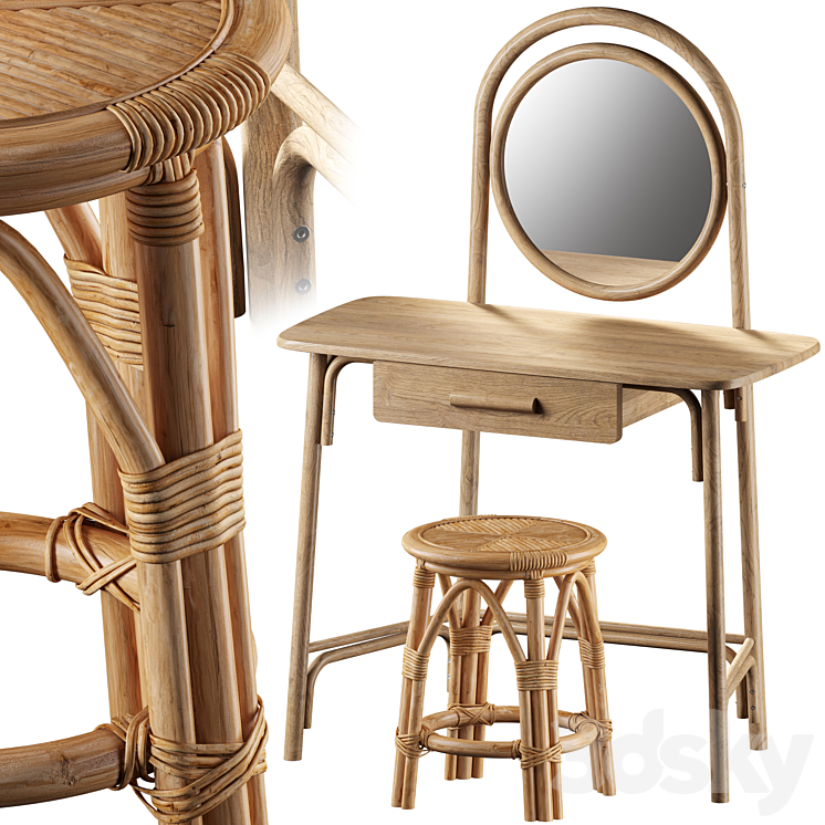 Dressing Table Marika and Chair Katni La Redoute Interieurs 3DS Max Model - thumbnail 1