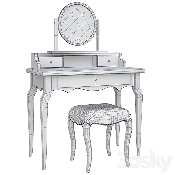 Dressing table Sienna Mirror casa Tocador pequeno 3DS Max Model - thumbnail 2