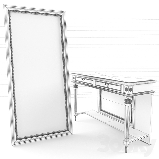 Dressing table with mirror 3DS Max Model - thumbnail 2