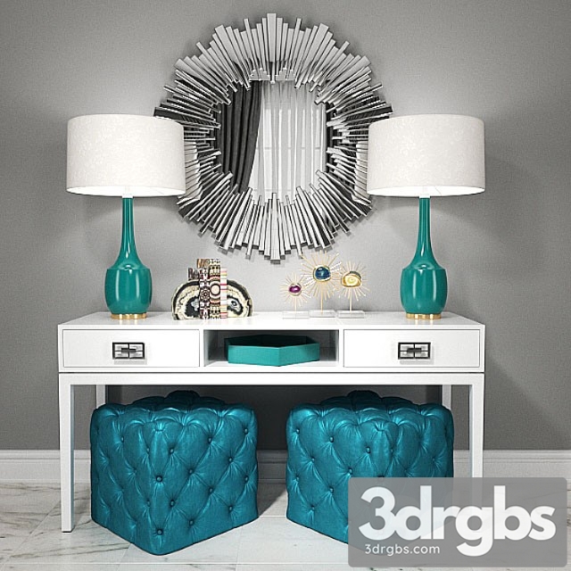 Dressing table with puffs, lamps and decor - thumbnail 1