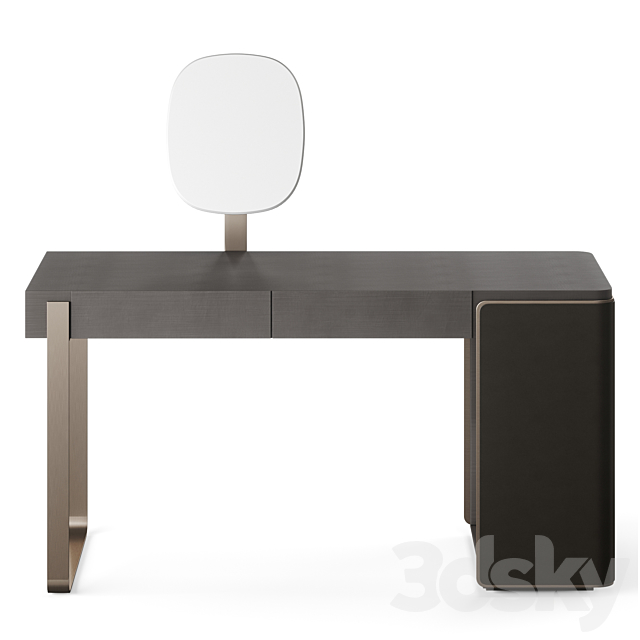 Fendi Icon Lady Desk with Mirror (Charcoal Fiddleback Sycamore) 3DS Max Model - thumbnail 2